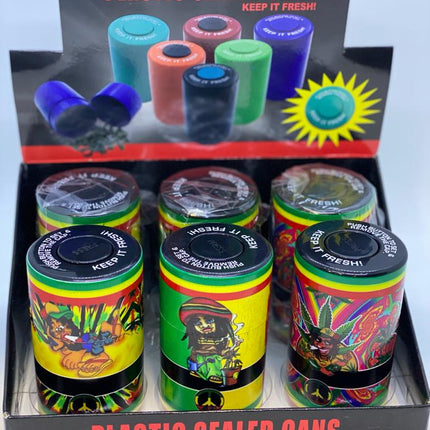 Plastic Sealed Storage Jars – Airtight Lid, Black with Assorted Prints | 1-Count (Item #2262)