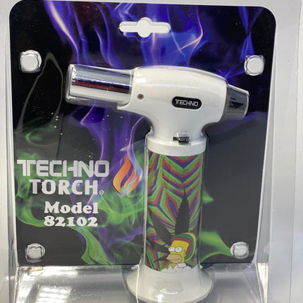Techno Large Clamshell Torch Lighter – Black & White, Bob Marley, Rasta & Cartoon Designs | Assorted (Item #2595)