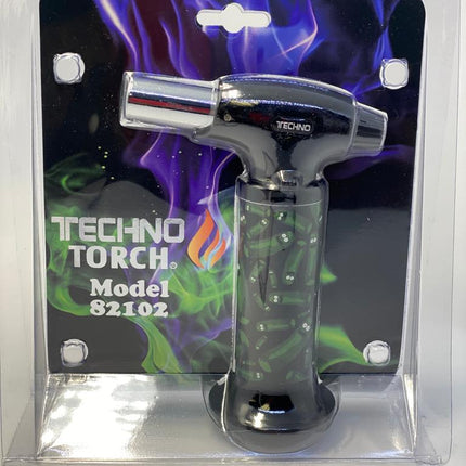 Techno Large Clamshell Torch Lighter – Black & White, Bob Marley, Rasta & Cartoon Designs | Assorted (Item #2595)
