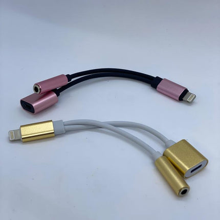 2-in-1 Lightning Charging & 3.5mm Headphone Adapter for iPhone – Audio Splitter #324