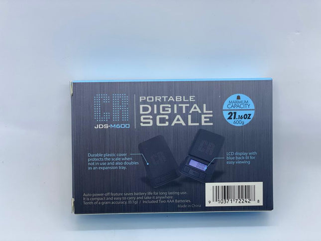JDS-M600 Portable Digital Scale – 600g / 21.16oz Capacity, LED Display | Blue (Item #342)