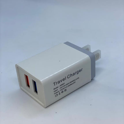 Dual USB-A Wall Charger – 12W 5V/2.4A | 110–240V Universal US Plug