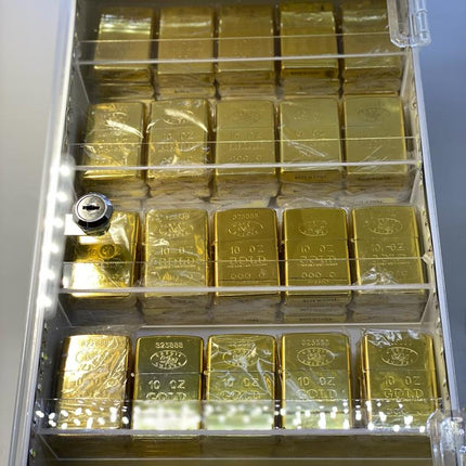 Windproof Oil Lighter – Gold Finish, Clear Display Case | 2-Count (Item #533)