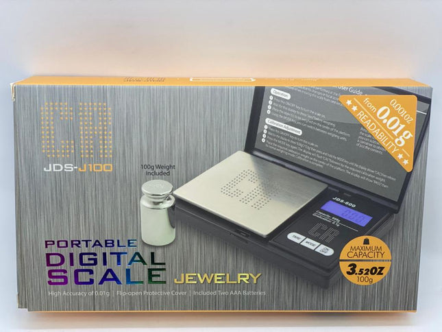 JDS-J100 High Precision Digital Scale – 100g / 3.52oz Capacity, 0.001oz Accuracy | Yellow (Item #830)