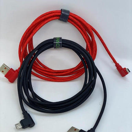 6ft 90-Degree Micro USB Charging Cable – Red & Black | Right-Angle Android Charger Cord
