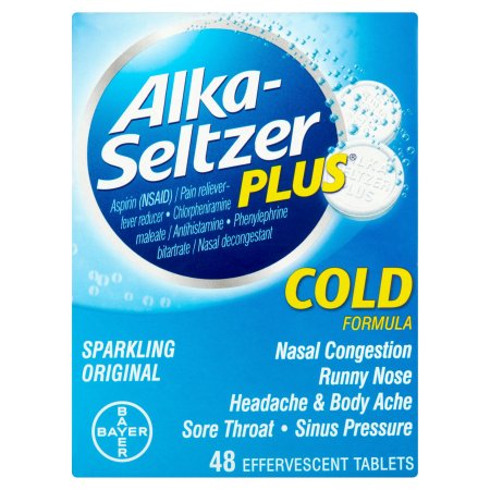 Alka-Seltzer Plus Cold Effervescent Tablets – Fast Cold & Flu Relief | Nasal Congestion, Runny Nose & Sore Throat | 48-Count (Item OTC-AS, #63)