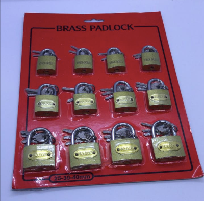 Brass Padlock Assorted Sizes – 25mm, 30mm & 40mm | 12-Pack (4 of Each Size) (Item GM-PLOCK, #121)