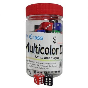 Double Cross Multicolor Dice Set – 16mm, 10-Count | Numbered 1-6, Assorted Colors (Item TY-D, #582)