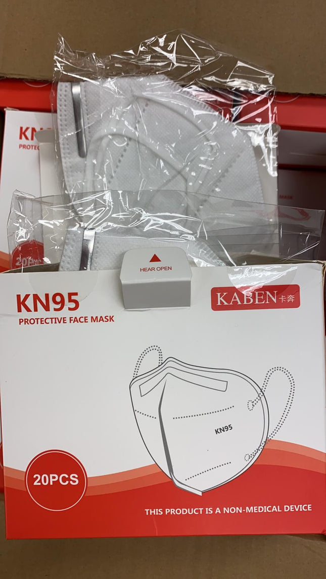 Kaben KN95 Protective Face Mask – Individually Wrapped, High-Grade Respirator | 20-Count Box
