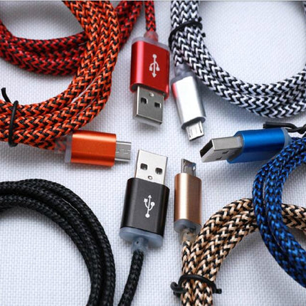Heavy-Duty Braided Micro-USB Charging & Data Cable – Assorted Colours