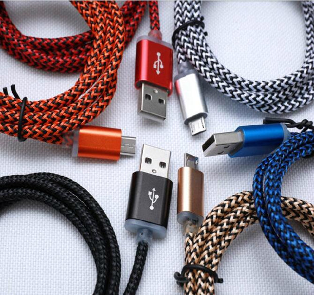 Heavy-Duty Braided Micro-USB Charging & Data Cable – Assorted Colours
