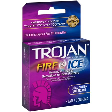 Trojan Fire & Ice Condoms – Dual Action Warming & Cooling | 3-Count, 6 Packs (18 Total) | Item CD-TR, #246