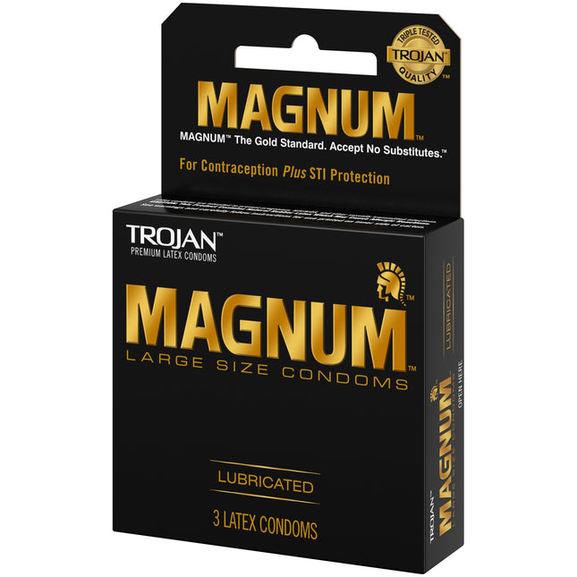 Trojan Magnum Large Condoms – Lubricated | 3-Count, 6 Packs (18 Total) | Item CD-MG, #733