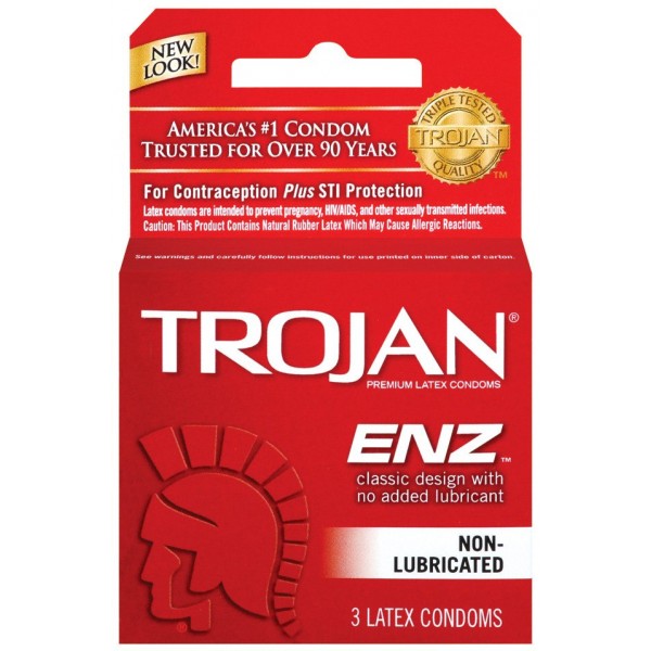 Trojan ENZ Non-Lubricated Condoms – 3-Count, 6 Packs (18 Total) | Item CD-TR, #245