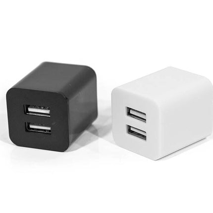 Dual USB-A Wall Charger Adapter – 2-Port USB Charging Block, Black or White