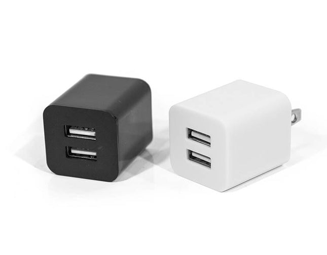 Dual USB-A Wall Charger Adapter – 2-Port USB Charging Block, Black or White