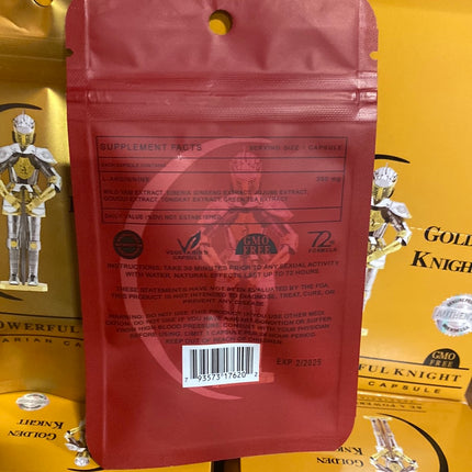 Golden Knight Vegetarian Capsule – Individually Sealed Adult Wellness Supplement | Item No.: 165